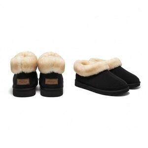 PAMIR Suede Sheepskin‎ Slippers Brown Solid Shearling Lined Mens Booties US 13